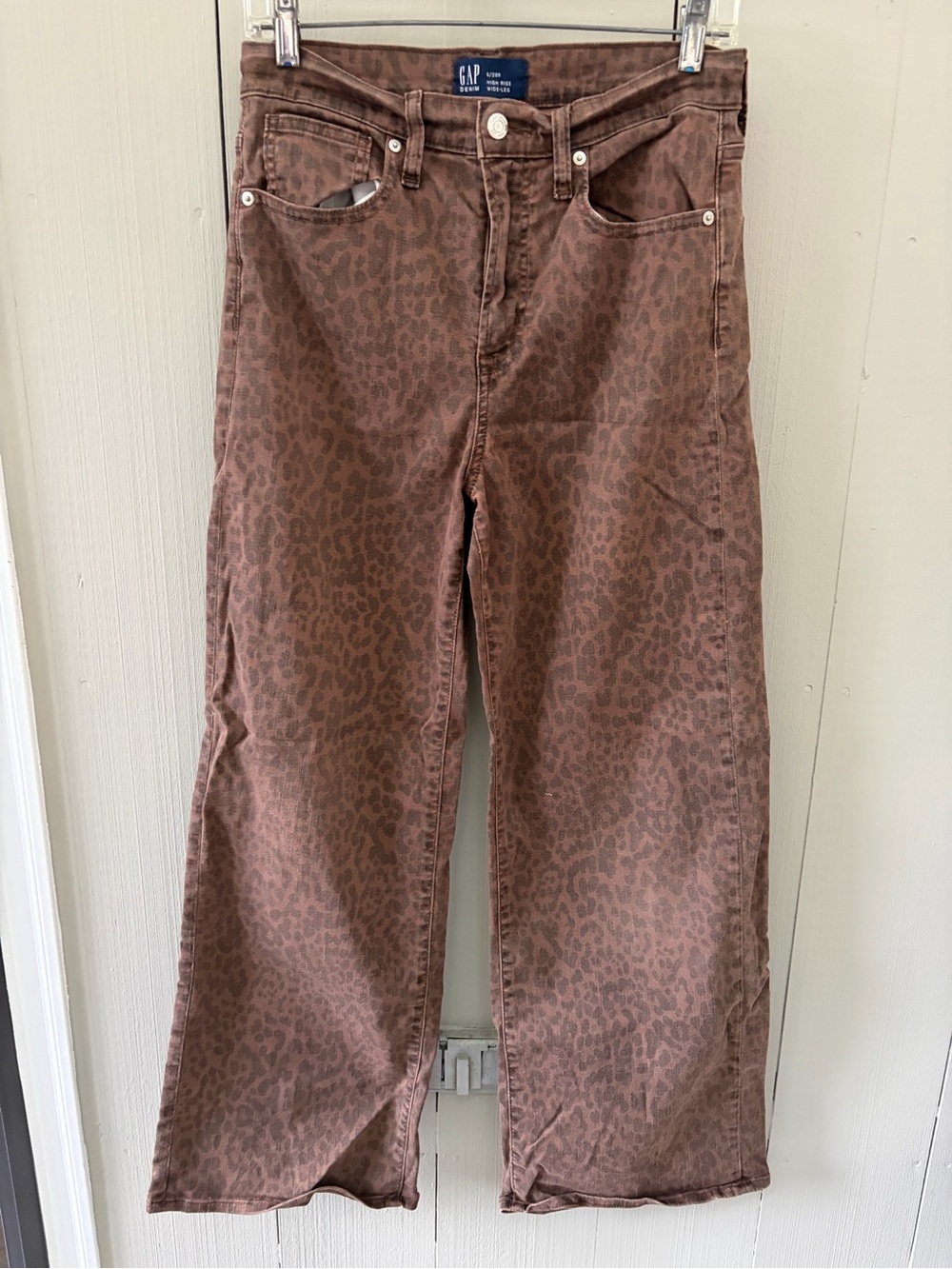 GAP Brown Leopard Print Wide-Leg Jeans